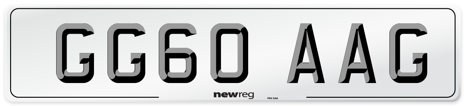 GG60 AAG Number Plate from New Reg